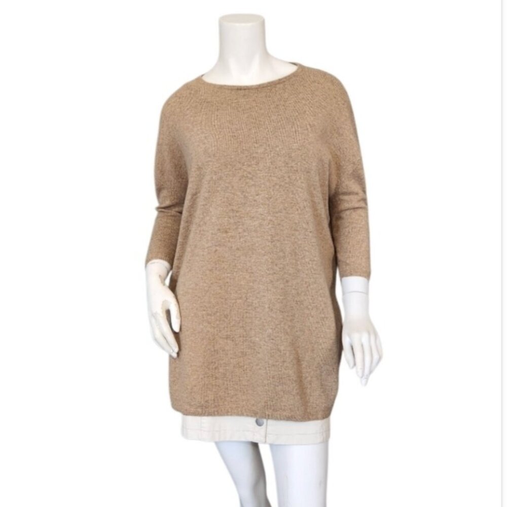 Organic John Patrick Cashmere Wool Boxy Tunic 3/4 Sleeve sweater